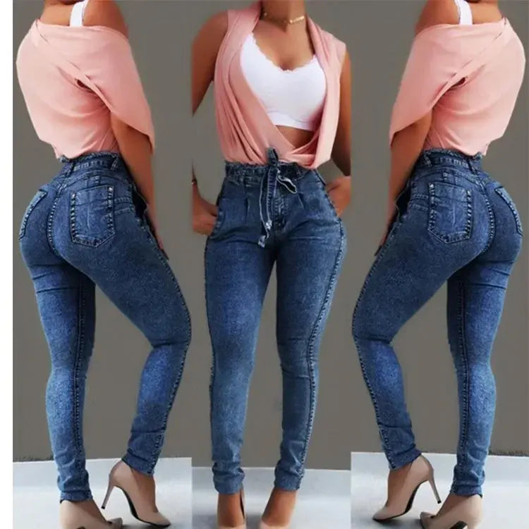 2024 Women’s High Waist Faith-Inspired Denim Harem Pants - Stylish Skinny Jeans S-5XL - Path Of Praise 