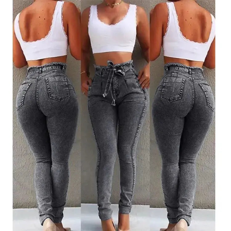 2024 Women’s High Waist Faith-Inspired Denim Harem Pants - Stylish Skinny Jeans S-5XL - Path Of Praise 