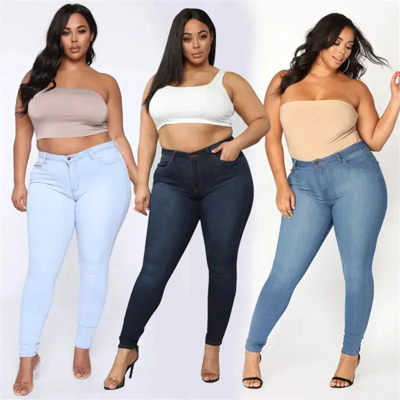 Plus Size High Waist Skinny Jeans for Women | XL-5XL Stretch Denim Pencil Pants | Casual Fit - Path Of Praise