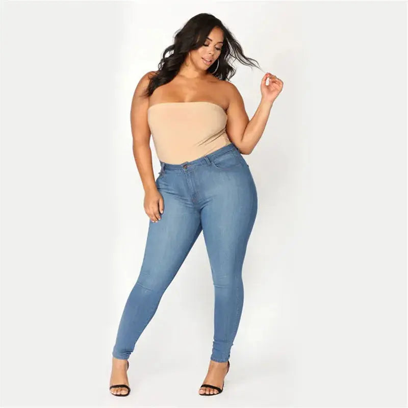 Plus Size High Waist Skinny Jeans for Women | XL-5XL Stretch Denim Pencil Pants | Casual Fit - Path Of Praise