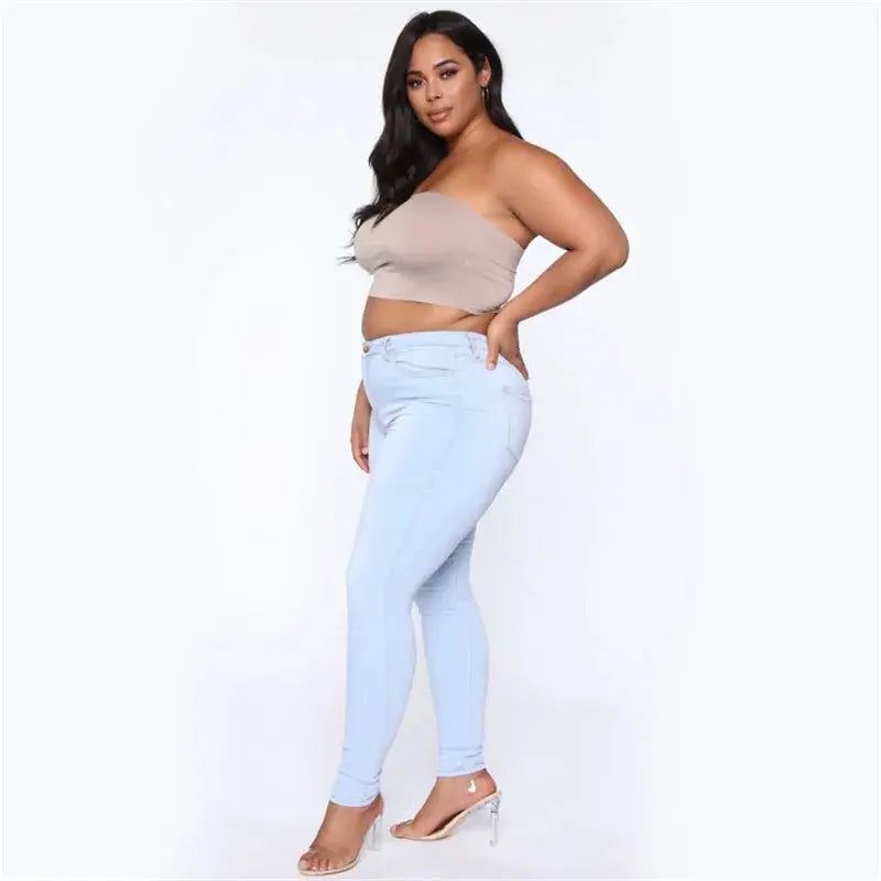 Plus Size High Waist Skinny Jeans for Women | XL-5XL Stretch Denim Pencil Pants | Casual Fit - Path Of Praise