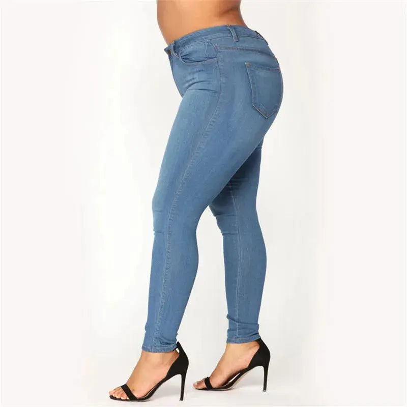 Plus Size High Waist Skinny Jeans for Women | XL-5XL Stretch Denim Pencil Pants | Casual Fit - Path Of Praise