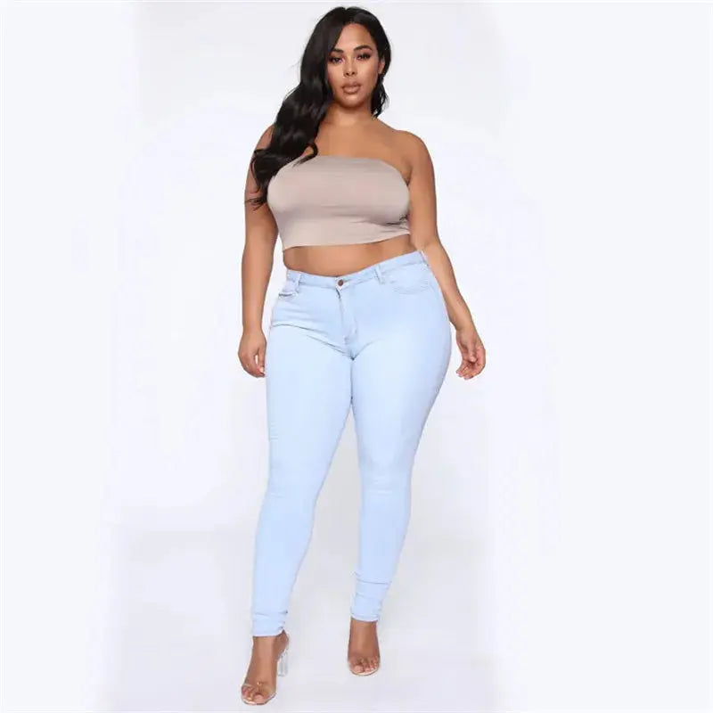 Plus Size High Waist Skinny Jeans for Women | XL-5XL Stretch Denim Pencil Pants | Casual Fit - Path Of Praise