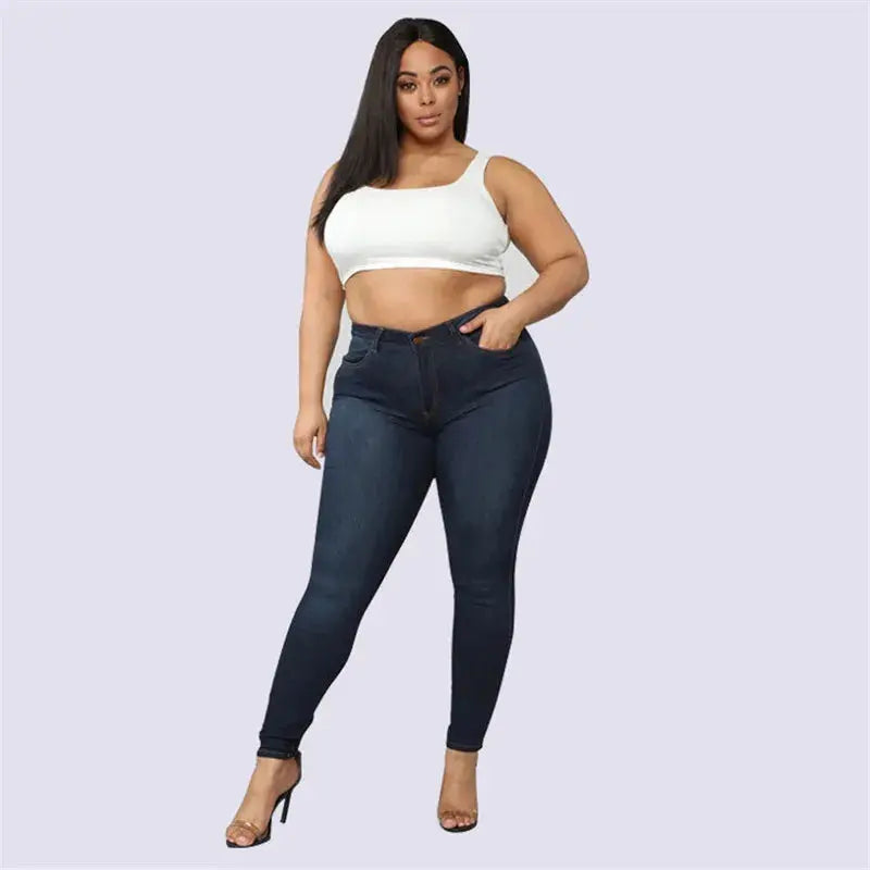 Plus Size High Waist Skinny Jeans for Women | XL-5XL Stretch Denim Pencil Pants | Casual Fit - Path Of Praise