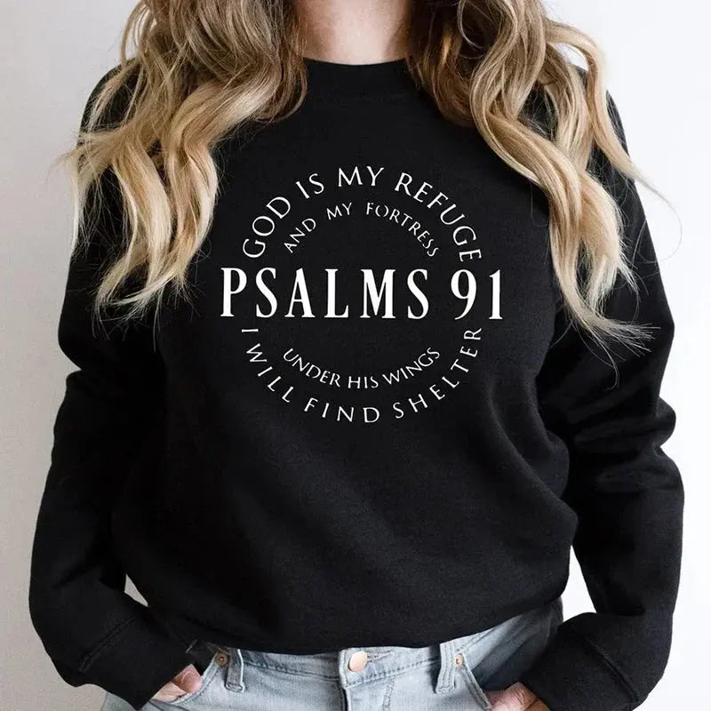 Psalms 91 "God Is My Refuge" Christian Sweatshirt | Inspirational Faith-Based Apparel - Path Of Praise