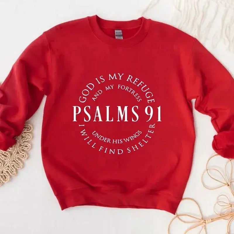 Psalms 91 "God Is My Refuge" Christian Sweatshirt | Inspirational Faith-Based Apparel - Path Of Praise