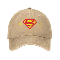 Thumbnail for Super Jesus Baseball Cap – Vintage Washed Christian Hat for Men & Women – Faith-Based Adjustable Dad Hat with Sun Protection