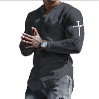 Thumbnail for Spring Henley Shirts Jesus Christ Cross 3D Print Streetwear Men's Vintage Button-Down Long Sleeve T Shirt Man Tees Tops Clothing Path Of Praise