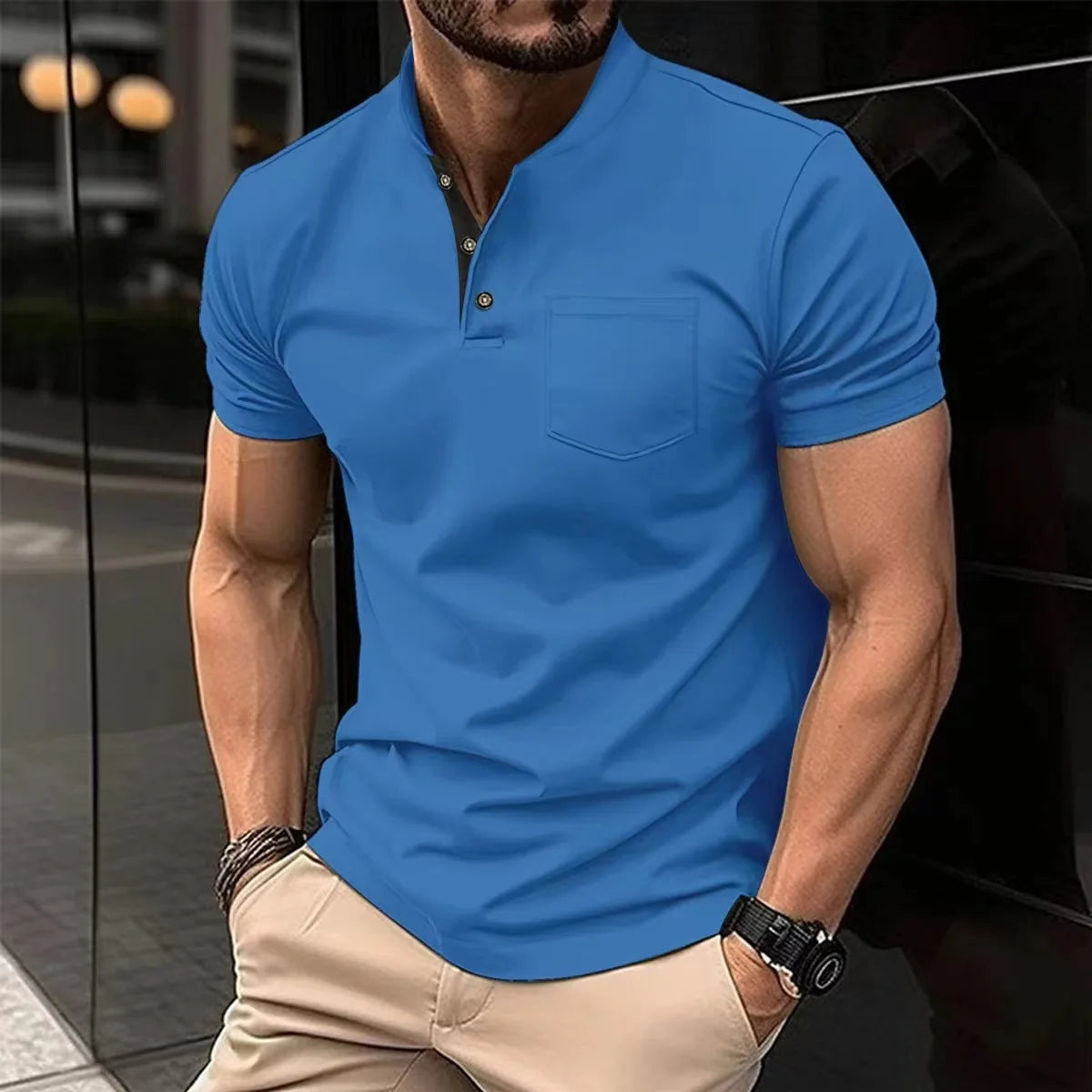 Men's Fashion Summer New High Quality POLO T-shirt Sports Outdoor Casual Breathable lapel Short Sleeve Office Comfort T-Shirt Path Of Praise