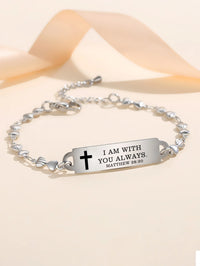 Thumbnail for Bible Verse Bracelet for Women – Stainless Steel Christian Faith Bracelet with Inspirational Scripture Engravings & Adjustable Heart Chain