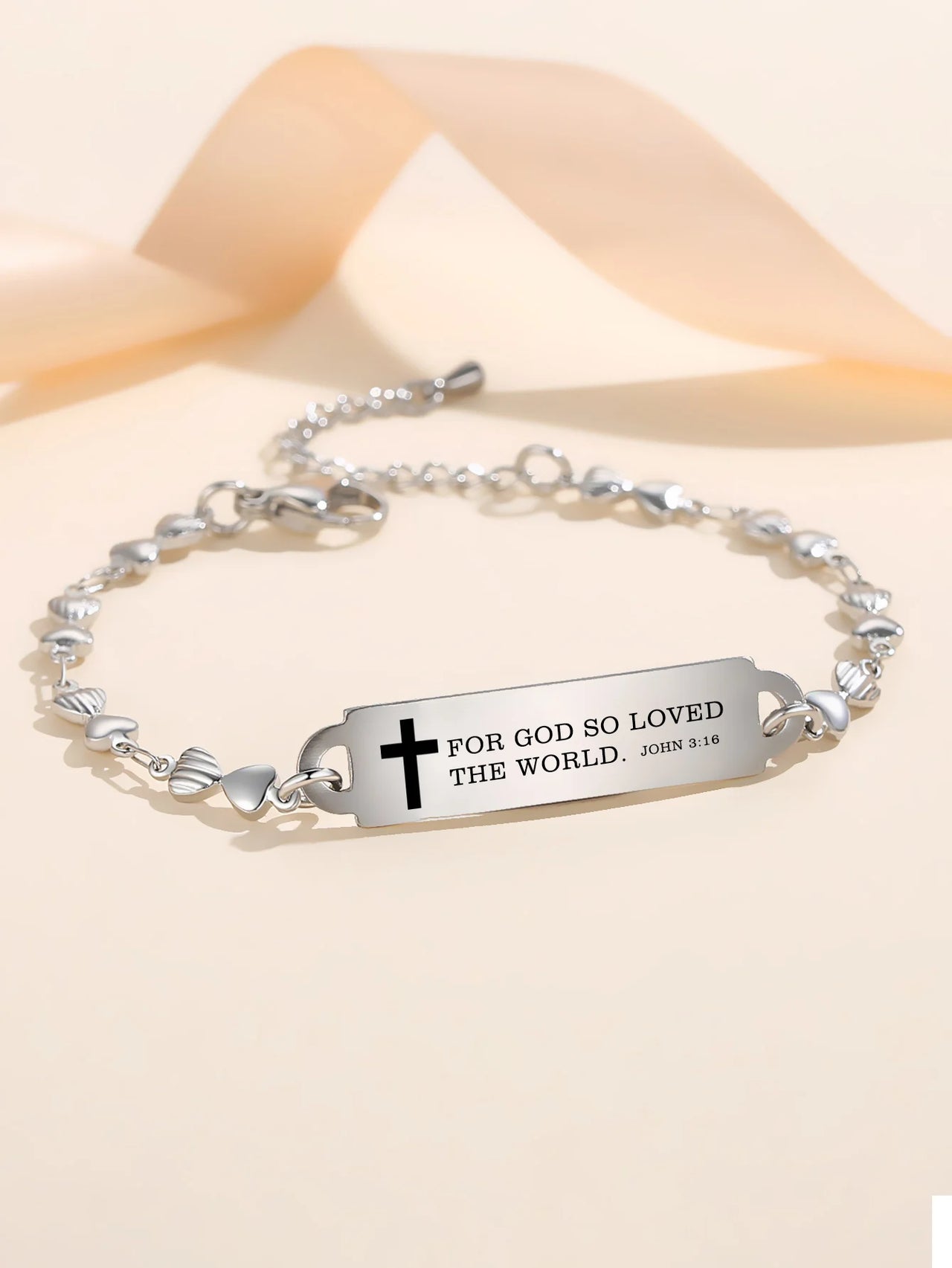 Bible Verse Bracelet for Women – Stainless Steel Christian Faith Bracelet with Inspirational Scripture Engravings & Adjustable Heart Chain