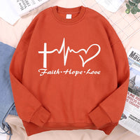 Thumbnail for Faith Hope Love Sweatshirt Men Women Crewneck Fleece Sportswear Loose Autumn Clothing Cartoons Loose Hoody Pullover Casual Tops Path Of Praise