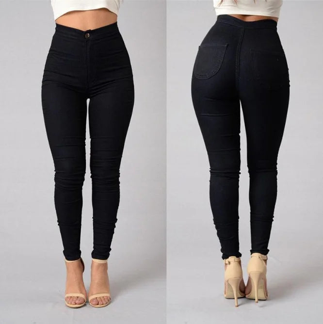 Solid Color Skinny Jeans Woman White Black High Waist Render Jeans Vintage Sexy Long Pants Femme Casual Pencil Pants Denim Jeans Path Of Praise