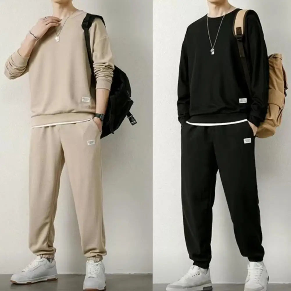 Men's Long Sleeve Pullover & Drawstring Sweatpants Athleisure Set- Path Praise 