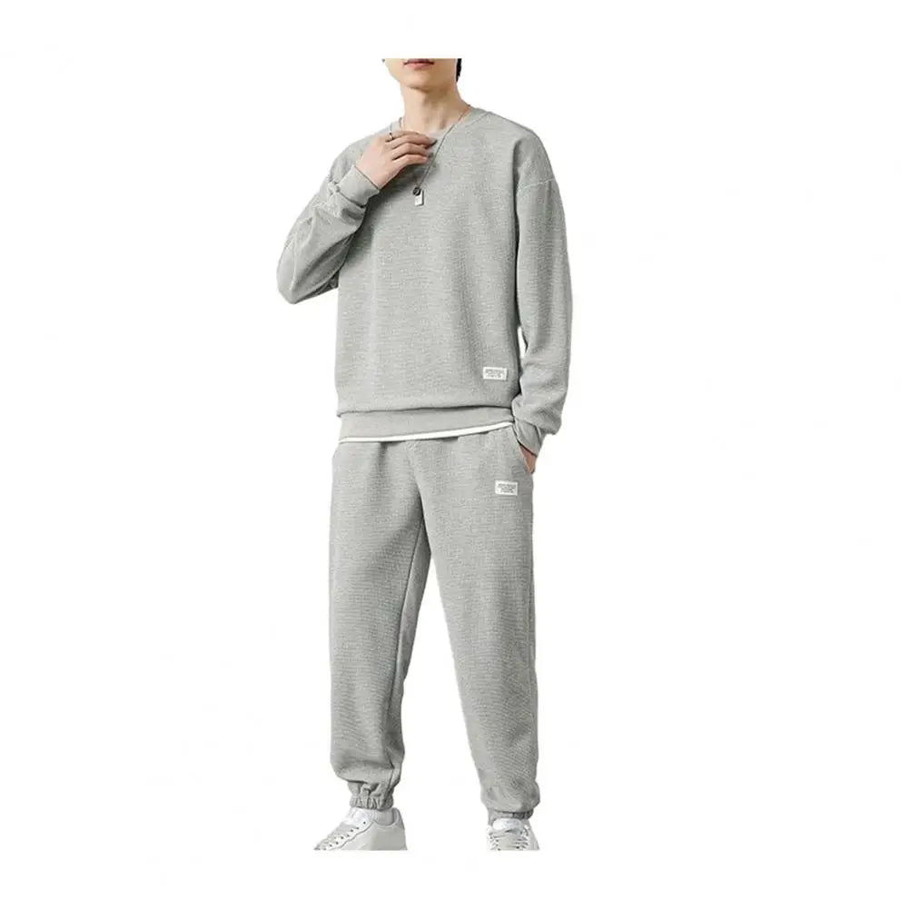 Men's Long Sleeve Pullover & Drawstring Sweatpants Athleisure Set- Path Praise 