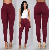 Thumbnail for Solid Color Skinny Jeans Woman White Black High Waist Render Jeans Vintage Sexy Long Pants Femme Casual Pencil Pants Denim Jeans Path Of Praise