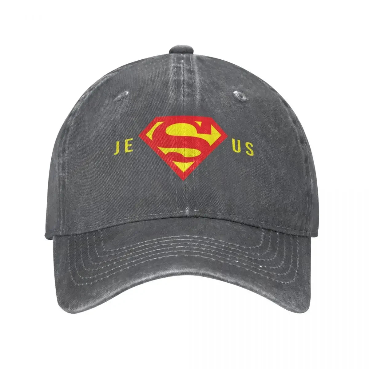 Super Jesus Baseball Cap – Vintage Washed Christian Hat for Men & Women – Faith-Based Adjustable Dad Hat with Sun Protection