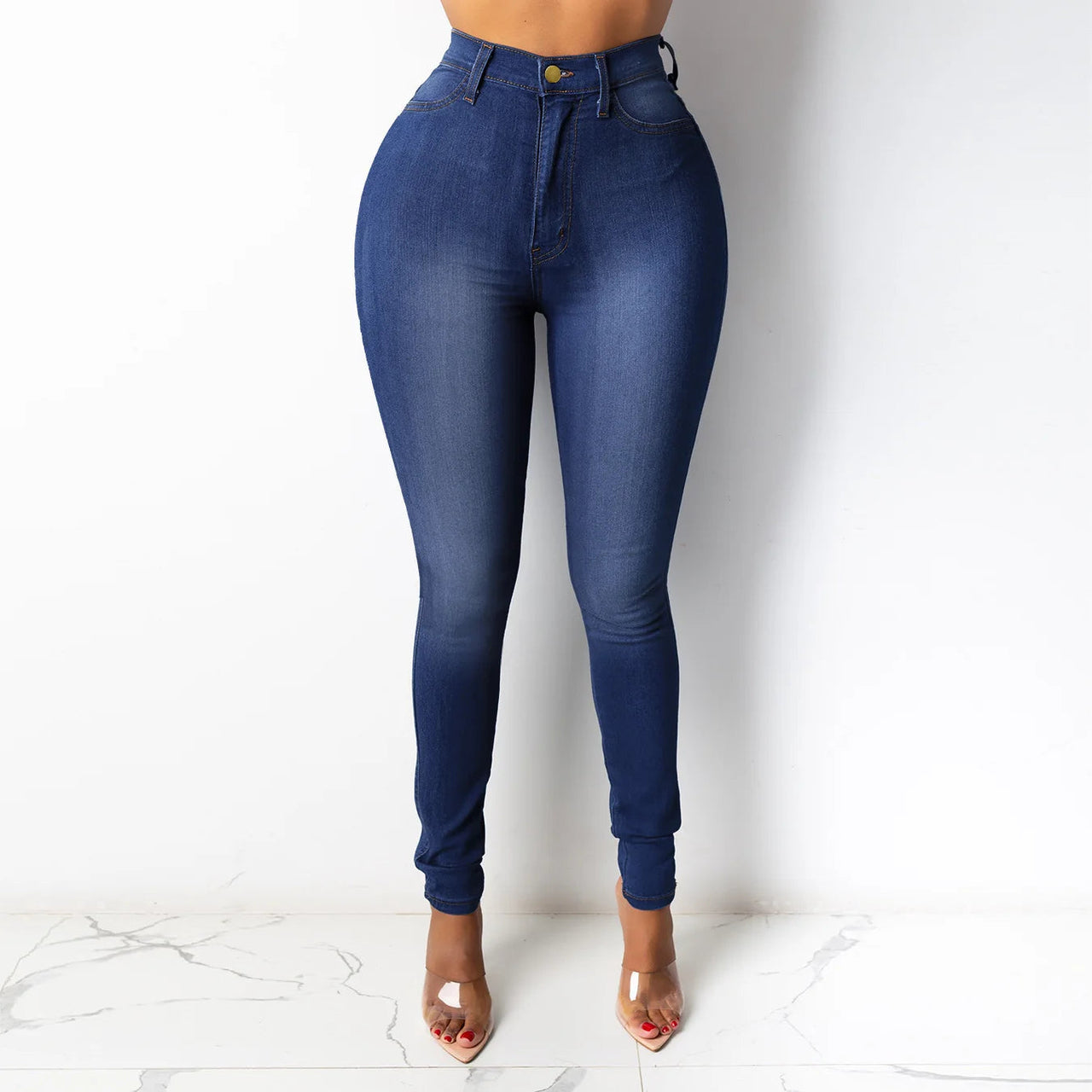 High Waist Denim Long Jean Casual Vintage Solid Skinny Youthful Women Office Lady Trouser Pencil Pants Fashion Trend Clothes New Path Of Praise