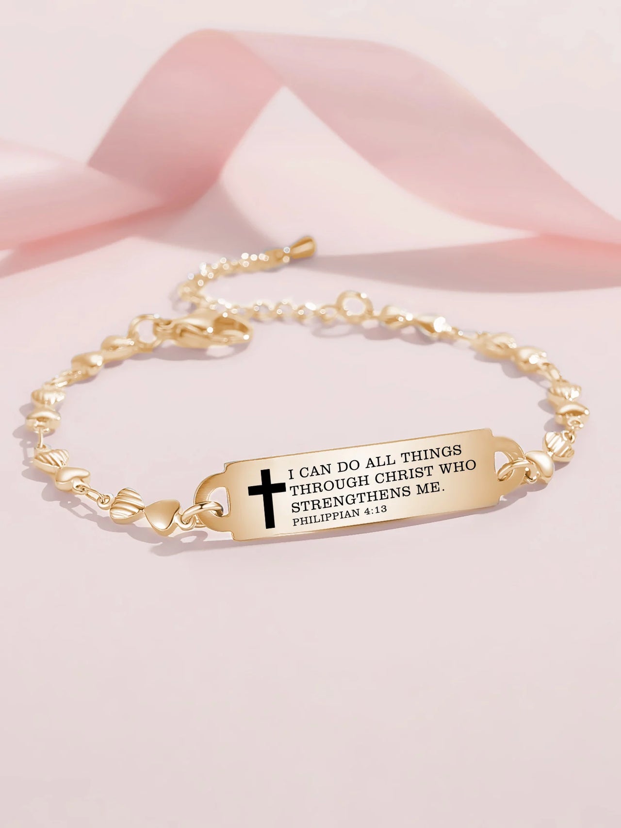 Bible Verse Bracelet for Women – Stainless Steel Christian Faith Bracelet with Inspirational Scripture Engravings & Adjustable Heart Chain