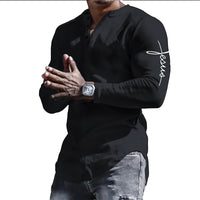 Thumbnail for Spring Henley Shirts Jesus Christ Cross 3D Print Streetwear Men's Vintage Button-Down Long Sleeve T Shirt Man Tees Tops Clothing Path Of Praise