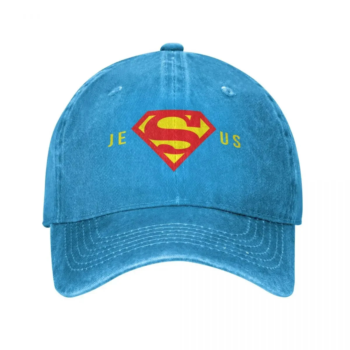 Super Jesus Baseball Cap – Vintage Washed Christian Hat for Men & Women – Faith-Based Adjustable Dad Hat with Sun Protection