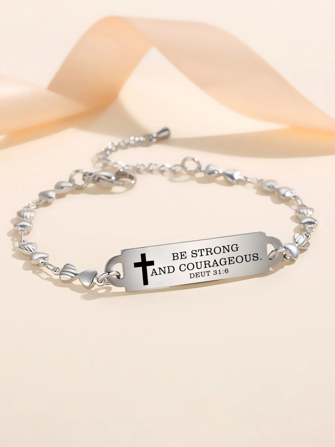 Bible Verse Bracelet for Women – Stainless Steel Christian Faith Bracelet with Inspirational Scripture Engravings & Adjustable Heart Chain