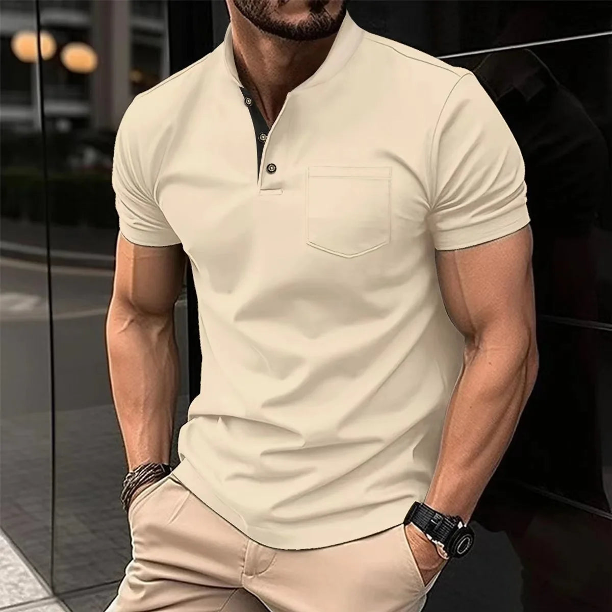 Men's Fashion Summer New High Quality POLO T-shirt Sports Outdoor Casual Breathable lapel Short Sleeve Office Comfort T-Shirt Path Of Praise