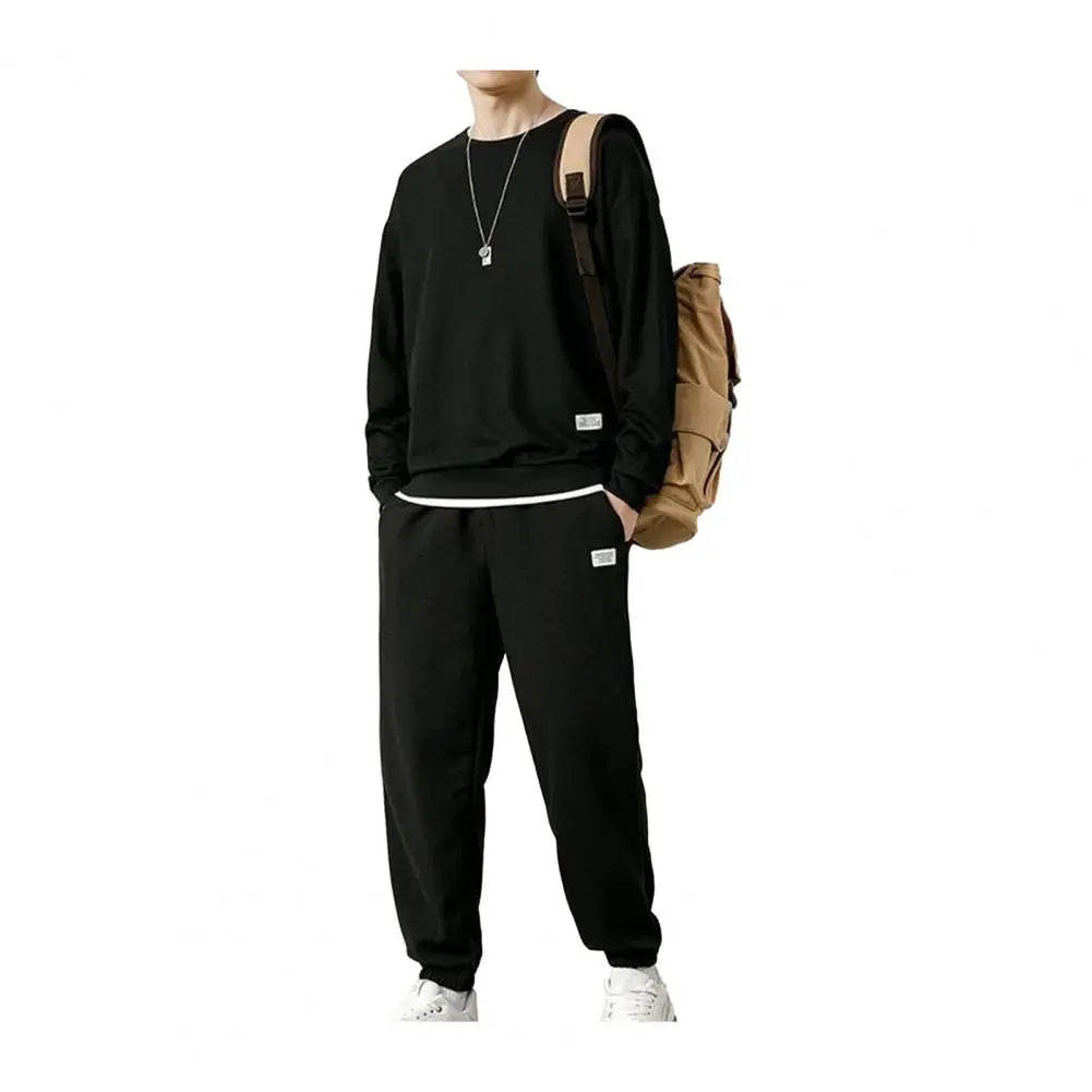 Men's Long Sleeve Pullover & Drawstring Sweatpants Athleisure Set- Path Praise 