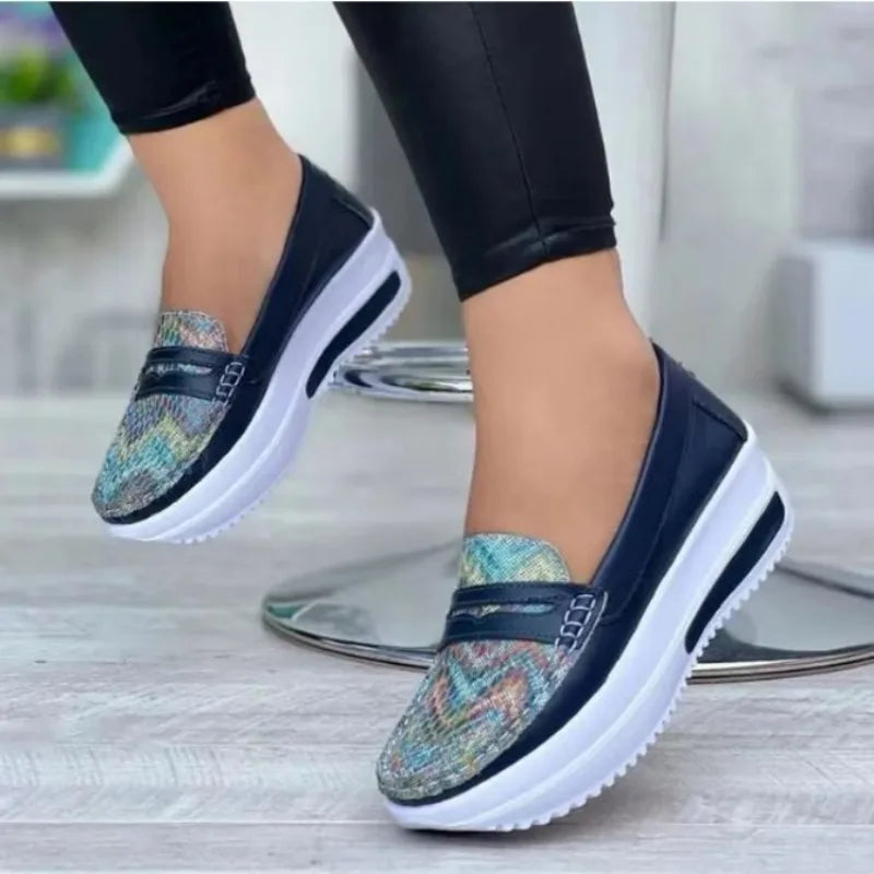 Luxury Designer Women Fashion Sneakers Slip-On Vulcanized Shoes Casual Wedge Heel Lightweight Sneakers Woman Zapatos De Mujer Path Of Praise