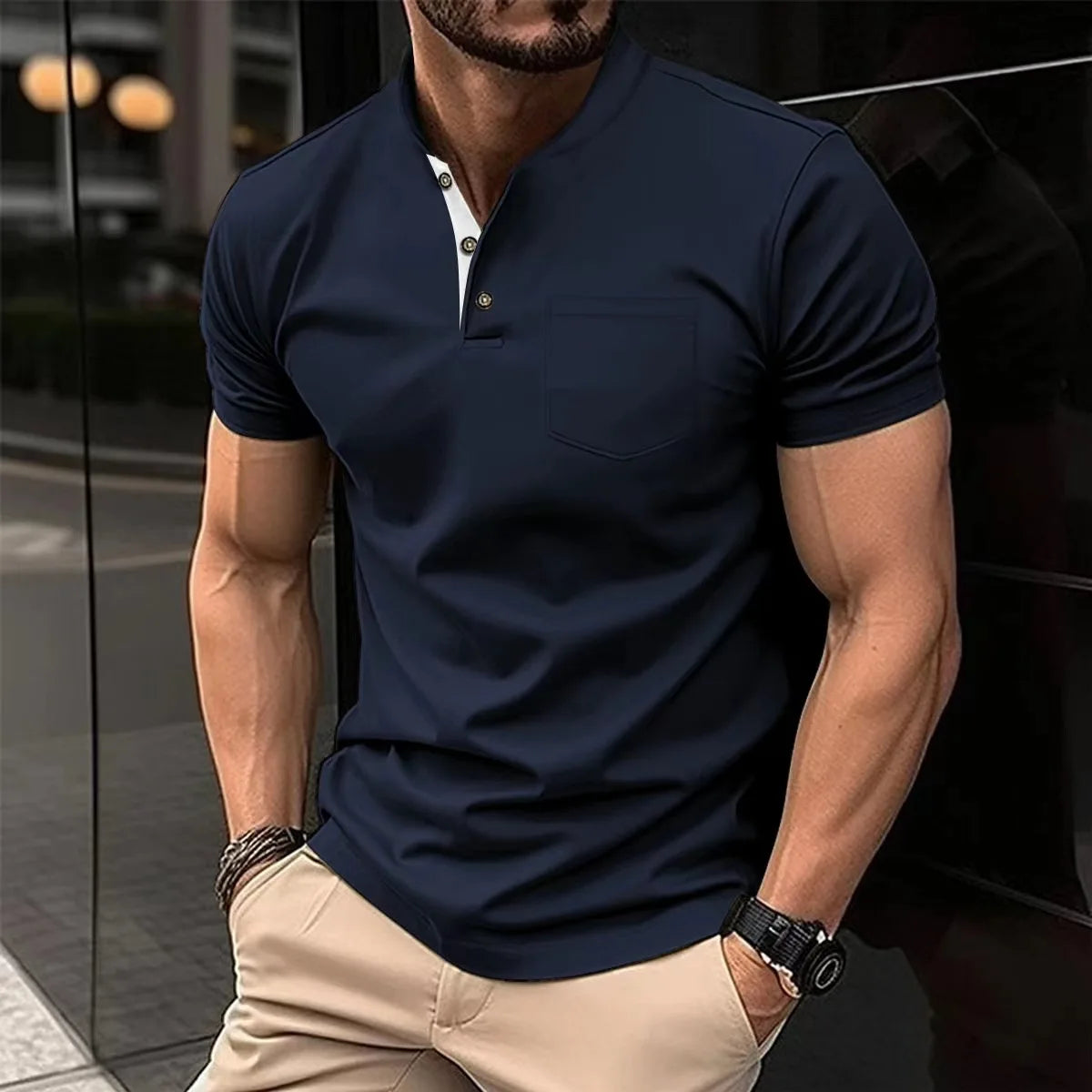 Men's Fashion Summer New High Quality POLO T-shirt Sports Outdoor Casual Breathable lapel Short Sleeve Office Comfort T-Shirt Path Of Praise