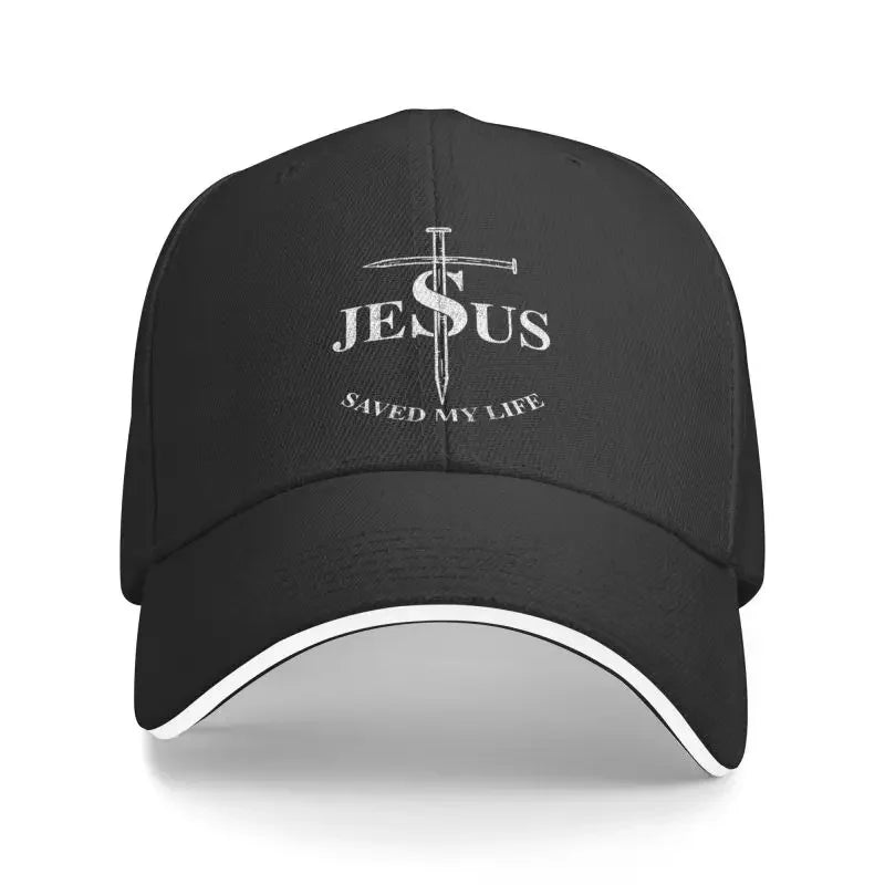 Jesus Saved My Life Baseball Cap – Christian Faith-Based Adjustable Hat for Men & Women – Inspirational Religious Apparel