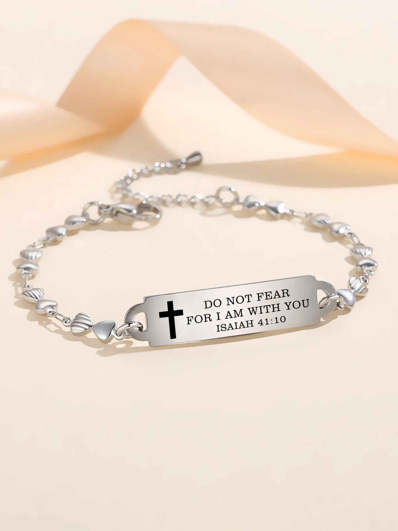 Bible Verse Bracelet for Women – Stainless Steel Christian Faith Bracelet with Inspirational Scripture Engravings & Adjustable Heart Chain