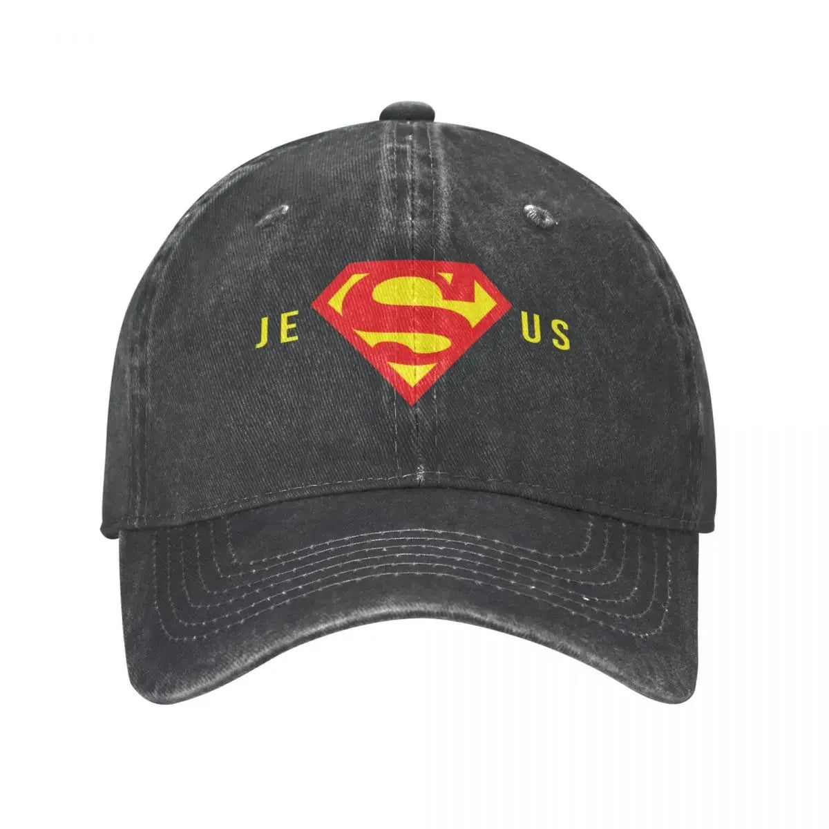 Super Jesus Baseball Cap – Vintage Washed Christian Hat for Men & Women – Faith-Based Adjustable Dad Hat with Sun Protection