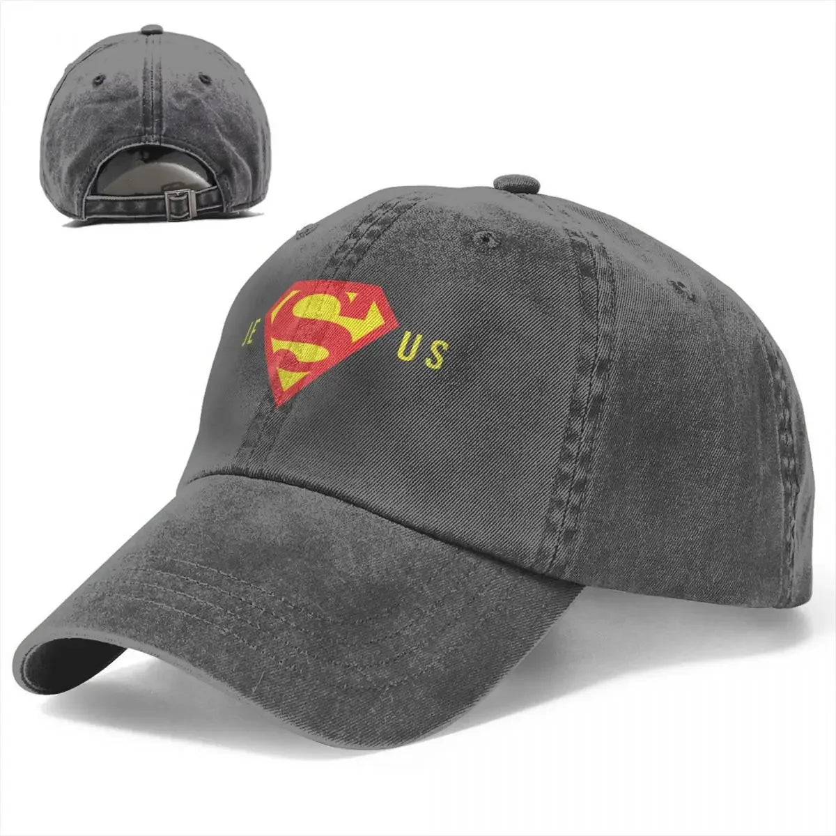 Super Jesus Baseball Cap – Vintage Washed Christian Hat for Men & Women – Faith-Based Adjustable Dad Hat with Sun Protection