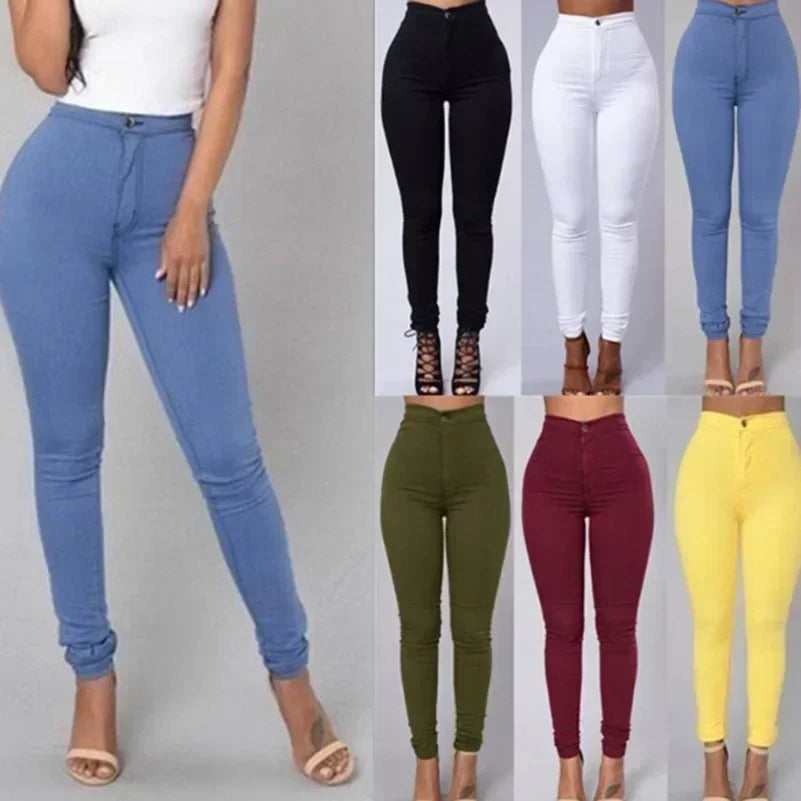 Solid Color Skinny Jeans Woman White Black High Waist Render Jeans Vintage Sexy Long Pants Femme Casual Pencil Pants Denim Jeans Path Of Praise