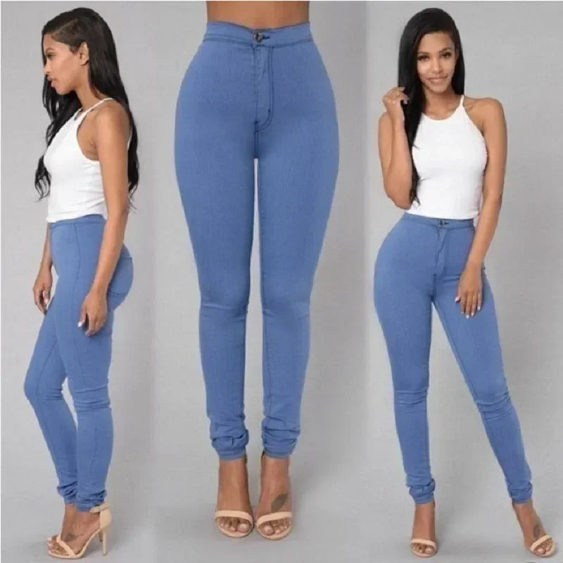 Solid Color Skinny Jeans Woman White Black High Waist Render Jeans Vintage Sexy Long Pants Femme Casual Pencil Pants Denim Jeans Path Of Praise