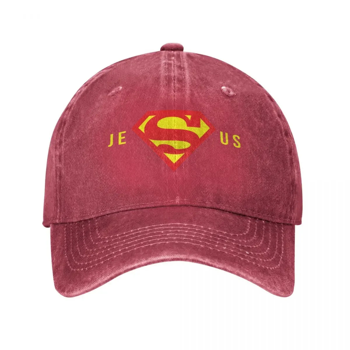 Super Jesus Baseball Cap – Vintage Washed Christian Hat for Men & Women – Faith-Based Adjustable Dad Hat with Sun Protection