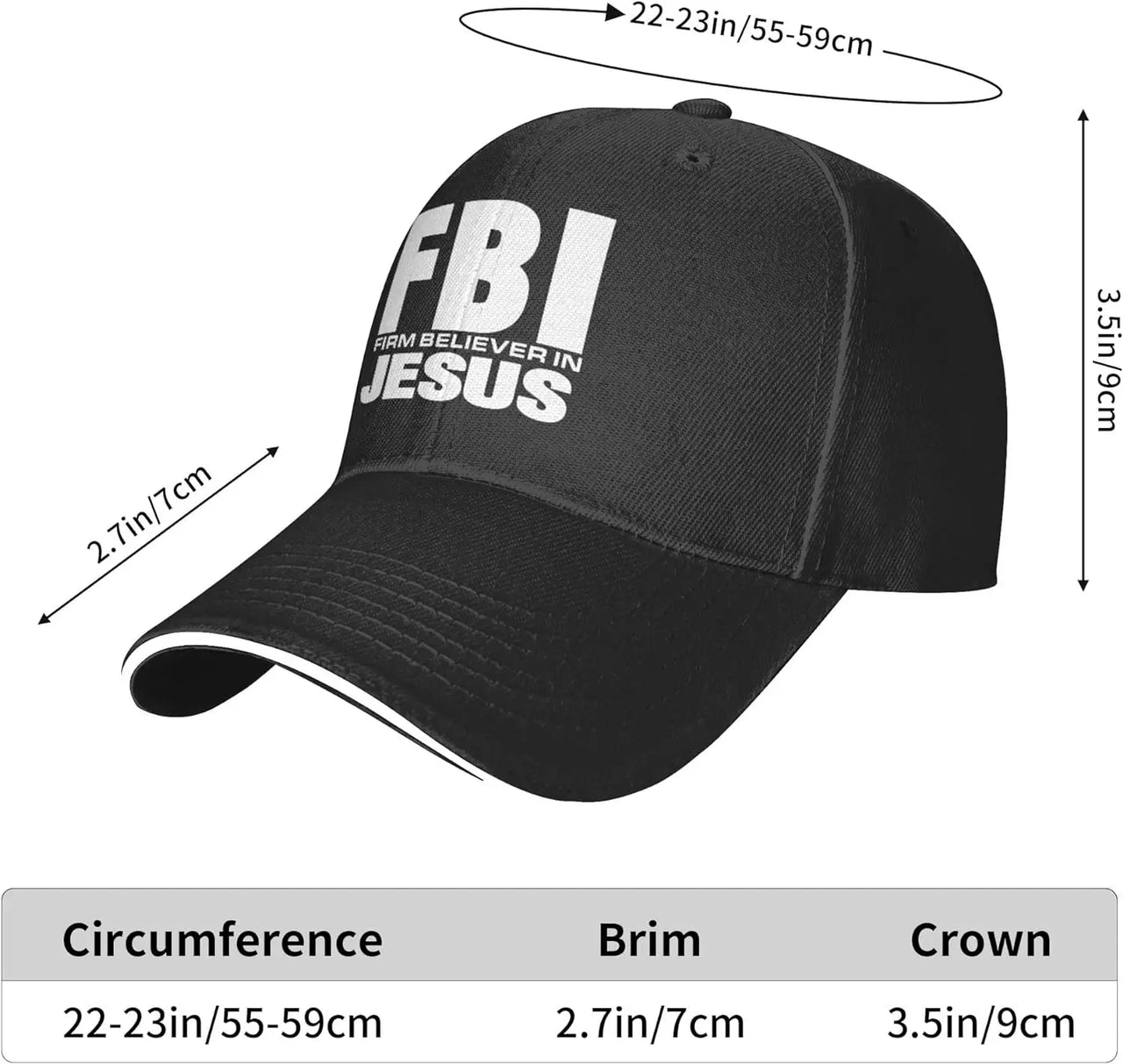 FBI – Firm Believer in Jesus Baseball Cap – Christian Trucker Hat for Men & Women – Faith-Based Adjustable Hat with Sun Protection