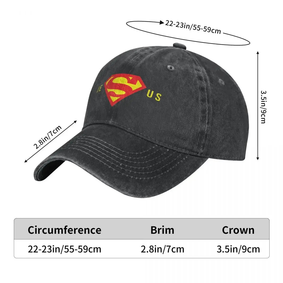 Super Jesus Baseball Cap – Vintage Washed Christian Hat for Men & Women – Faith-Based Adjustable Dad Hat with Sun Protection