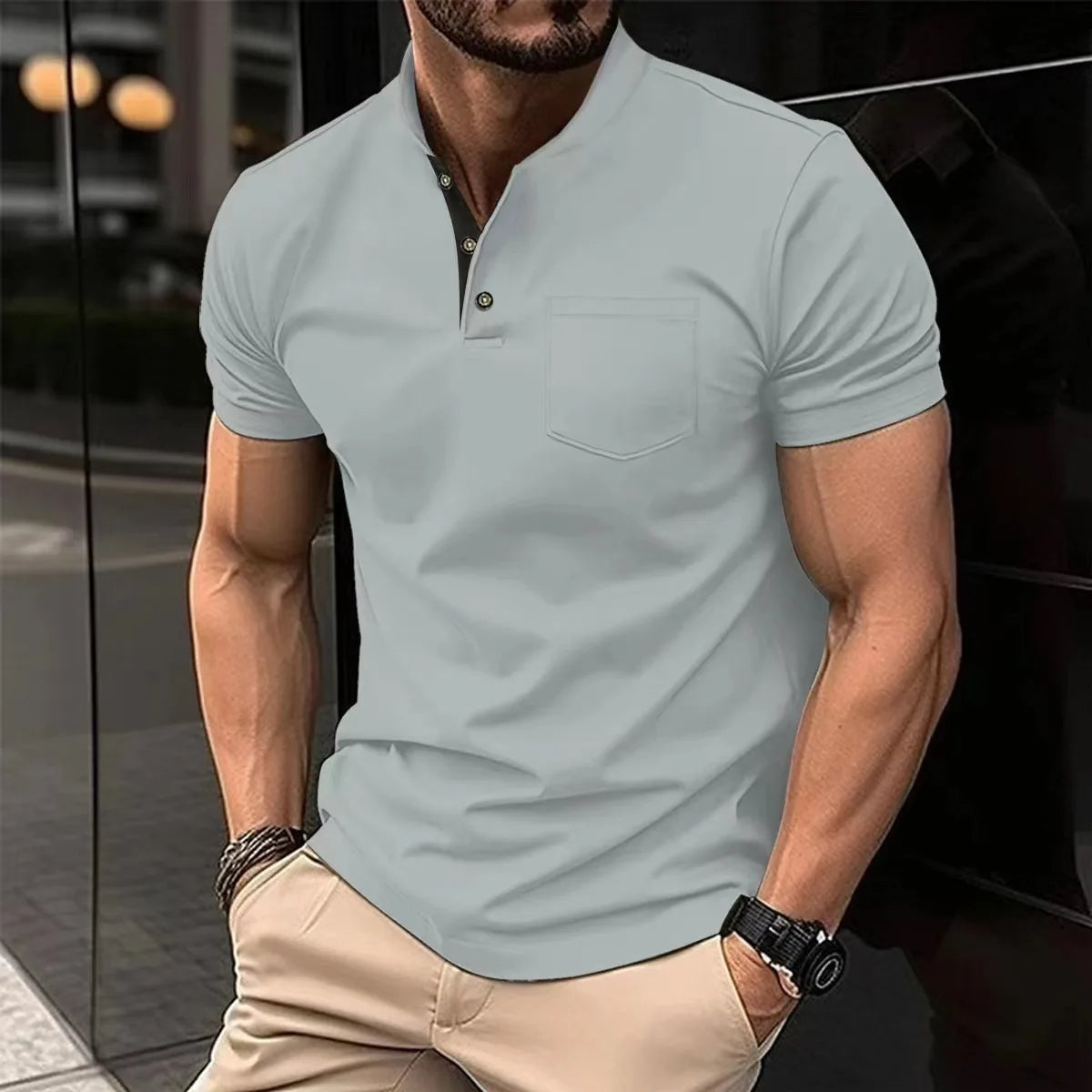 Men's Fashion Summer New High Quality POLO T-shirt Sports Outdoor Casual Breathable lapel Short Sleeve Office Comfort T-Shirt Path Of Praise