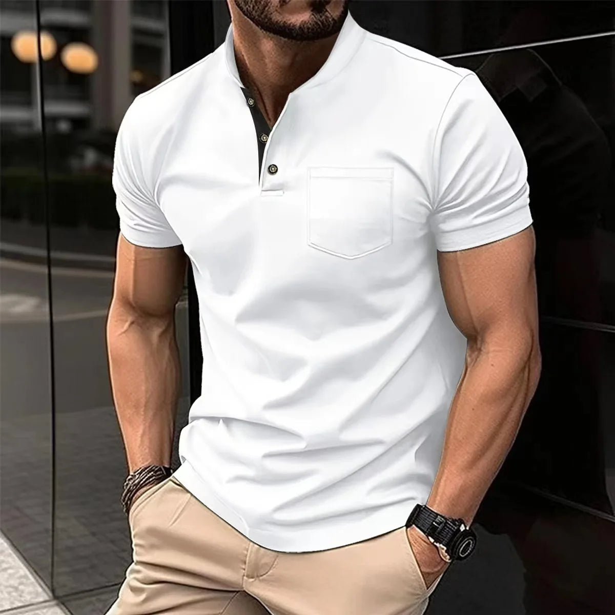 Men's Fashion Summer New High Quality POLO T-shirt Sports Outdoor Casual Breathable lapel Short Sleeve Office Comfort T-Shirt Path Of Praise