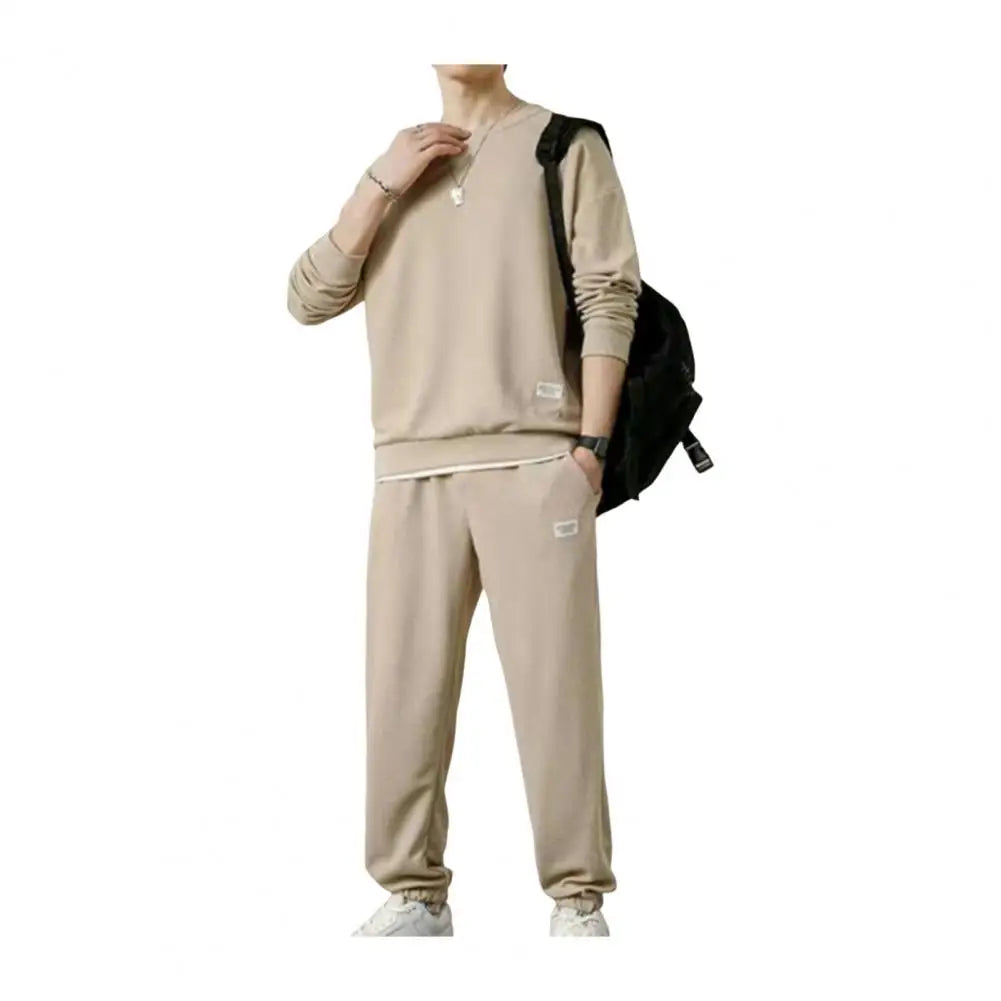 Men's Long Sleeve Pullover & Drawstring Sweatpants Athleisure Set- Path Praise 