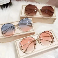 Thumbnail for Trendy Women’s Polygonal Frameless Sunglasses | Retro Cut-Edge Shades | UV400 Anti-Reflective Photochromic Lenses - Path Of Praise