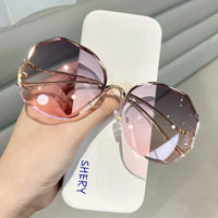 Thumbnail for Trendy Women’s Polygonal Frameless Sunglasses | Retro Cut-Edge Shades | UV400 Anti-Reflective Photochromic Lenses - Path Of Praise