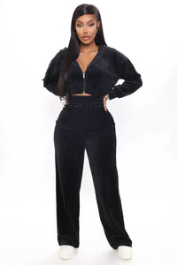 Thumbnail for Women's Casual 2-Piece Fall Hooded Pantsuit | Long-Sleeve Crop Jacket & Wide-Leg Pants Set - Path Of Praise