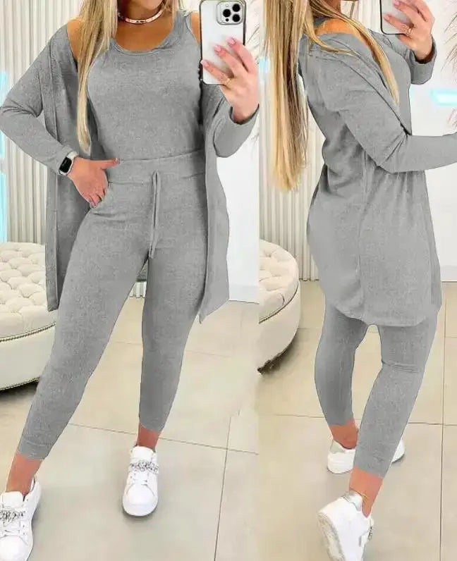 Women's Fall Fashion 2-Piece Set | Round Neck Tank Top & Drawstring Pants | Casual Lounge Suit - Path Of Praise