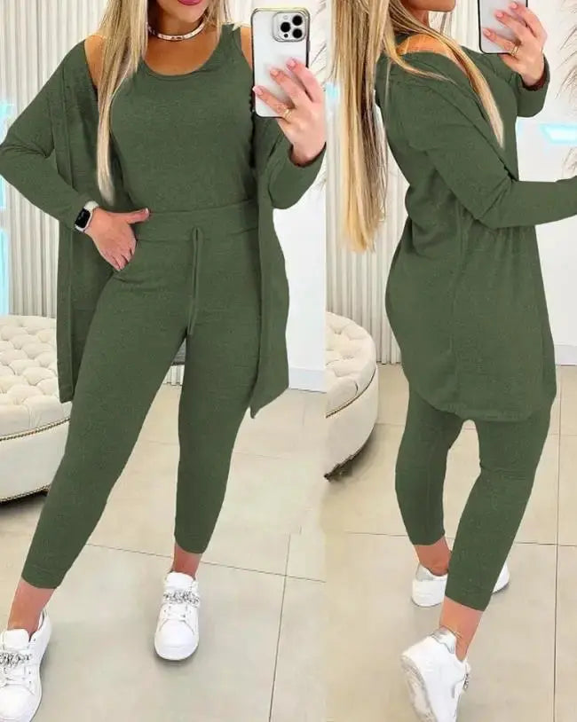 Women's Fall Fashion 2-Piece Set | Round Neck Tank Top & Drawstring Pants | Casual Lounge Suit - Path Of Praise