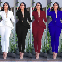 Thumbnail for Women's Full Sleeve Ruffles Blazers Pencil Pants Suit Set – Two Piece Fall Season Lady's Outfit Path Of Praise